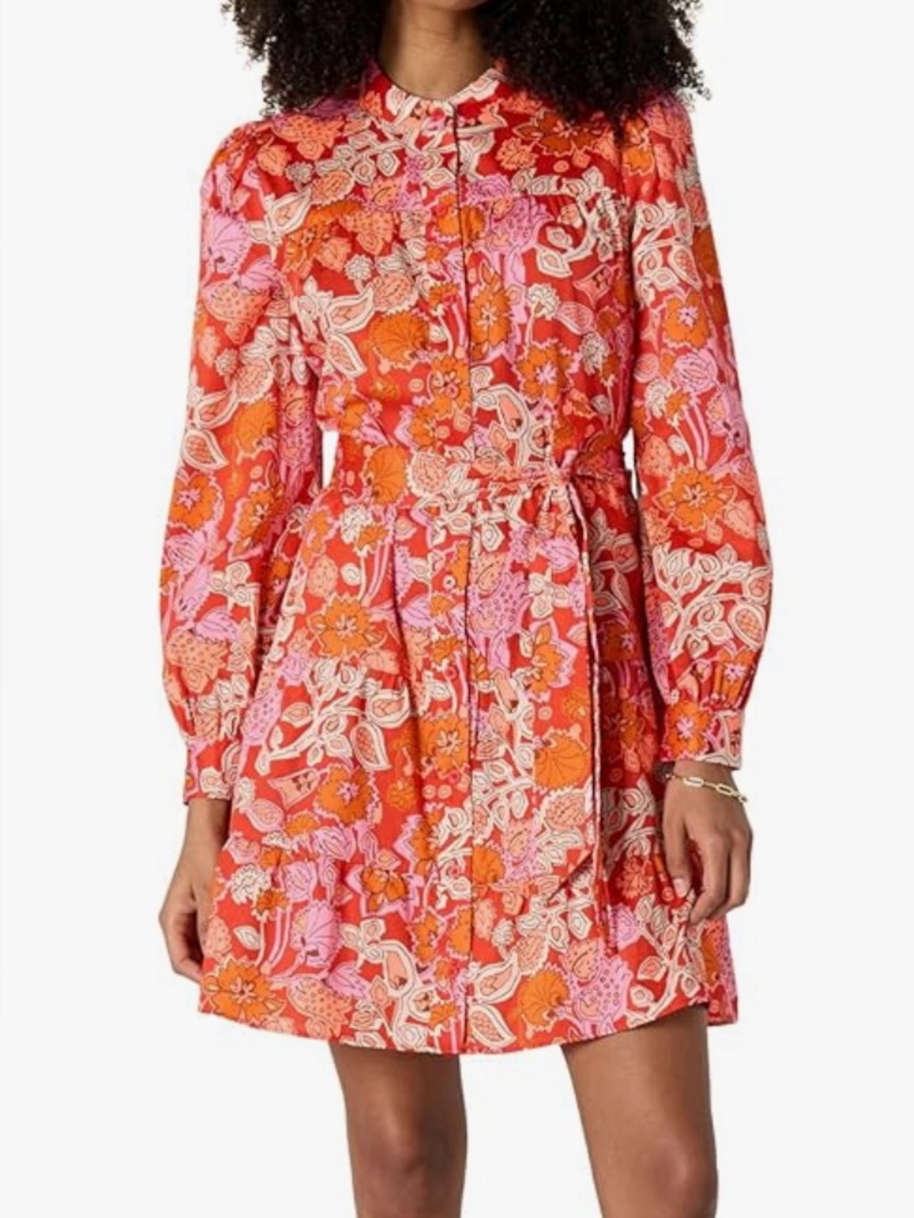 NWT Amazon Essentials Women's Regular-Fit Cotton Sateen Tiered Shirt Dress M